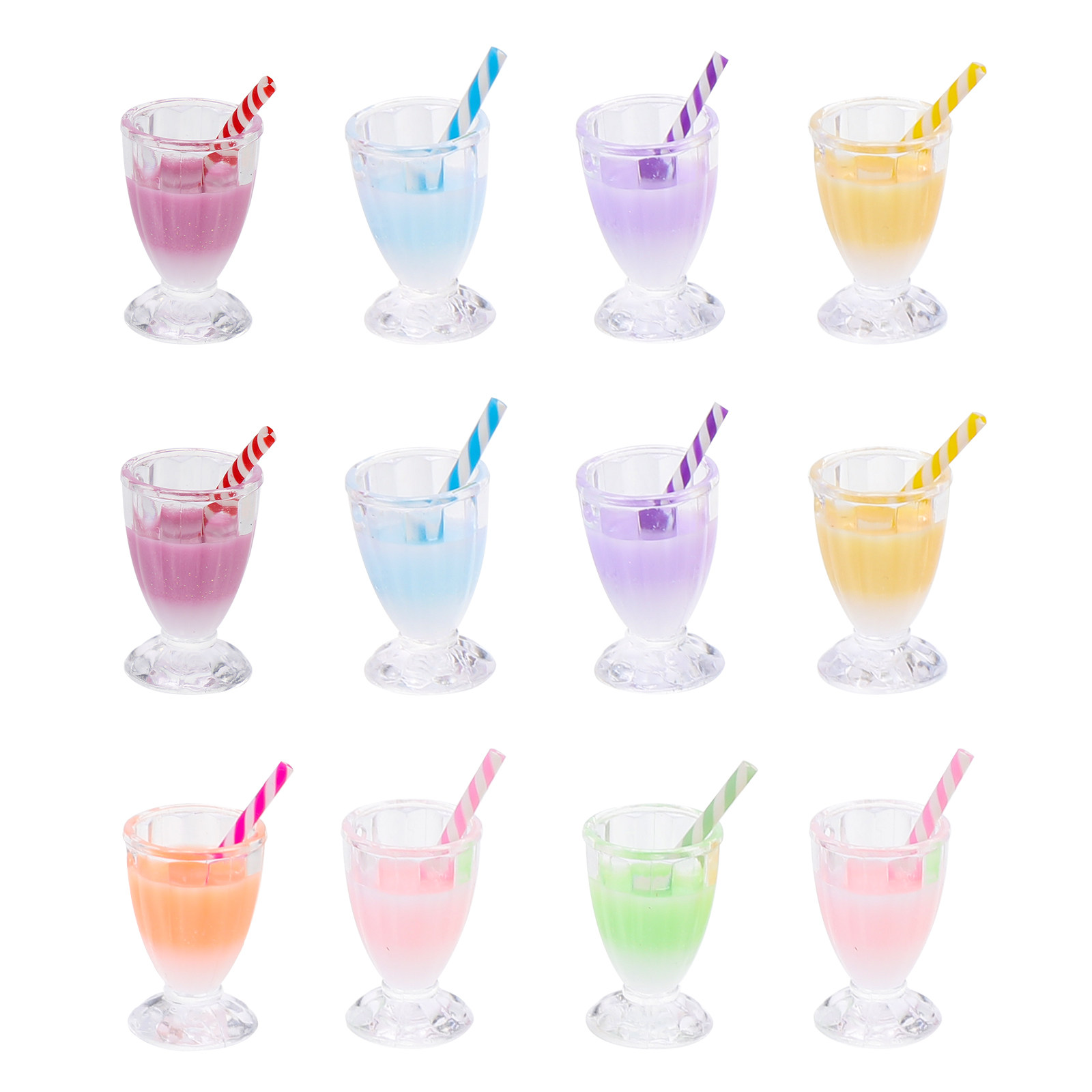 Resin Crafts - 12Pcs Milky Tea Bottle Charms Resin
