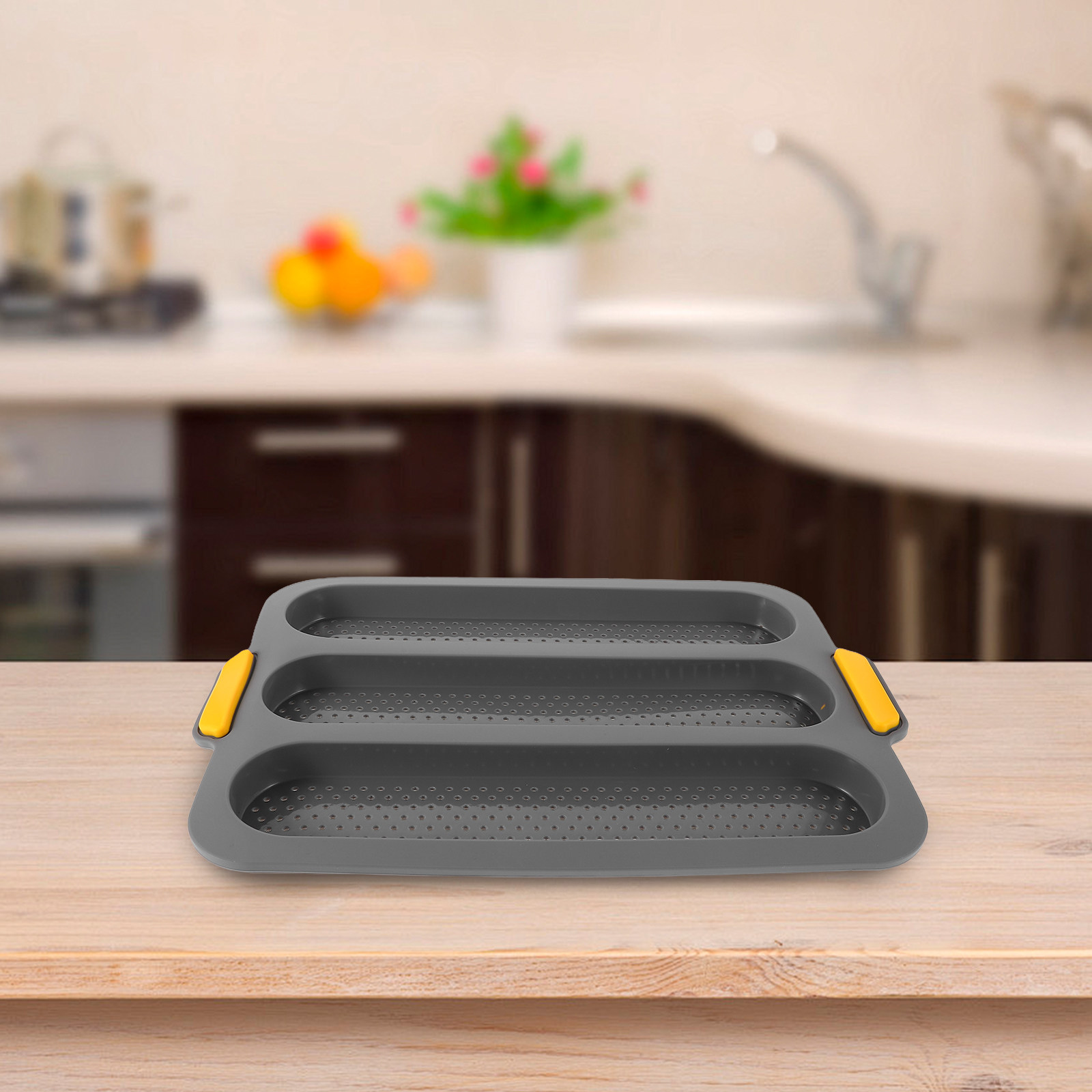 3 Slot Silicone Baguette Pan N - Silicone Mold Tray ulasan dan harga
