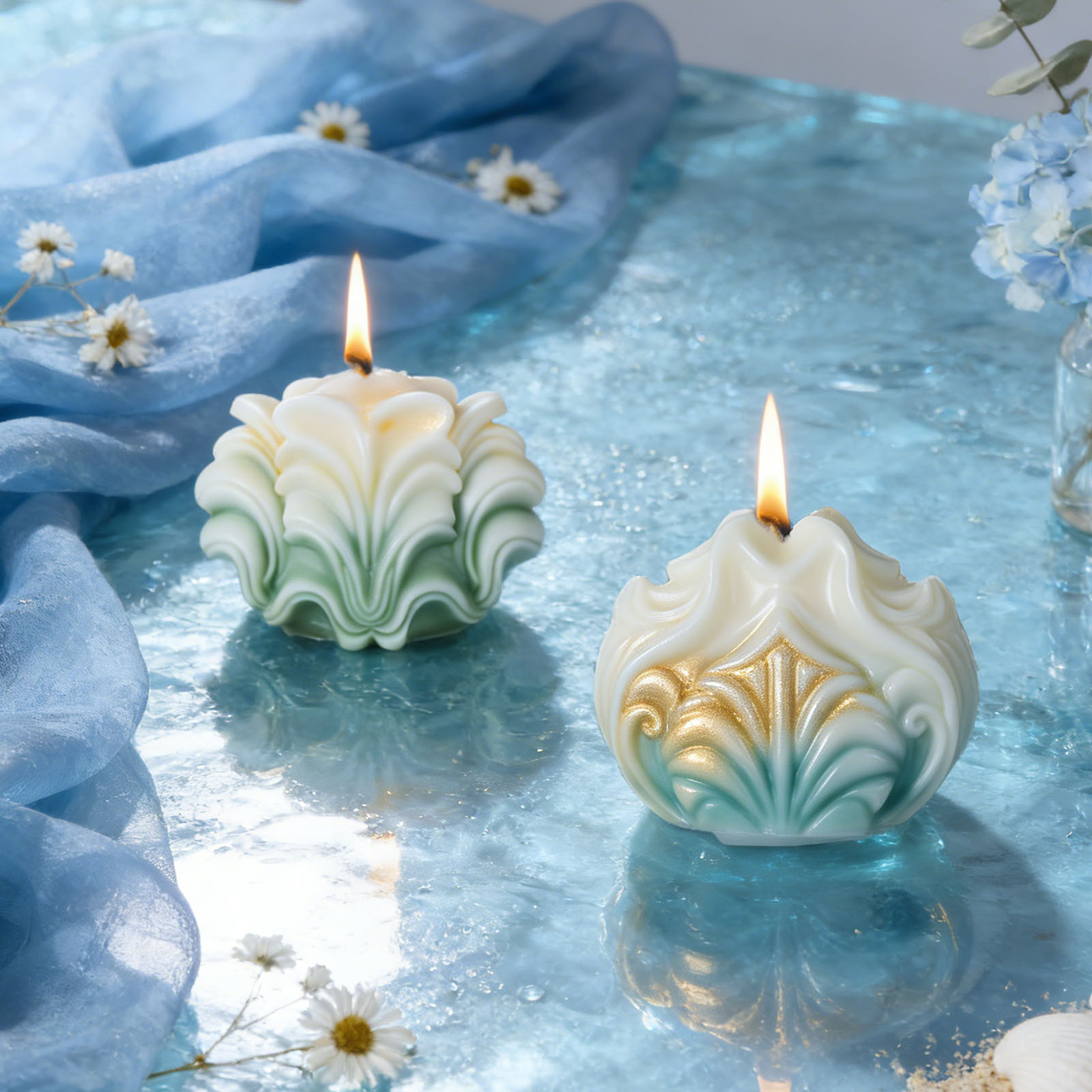 Large Ocean Shell Candle Silic - Resin Ocean Wave Mold ulasan dan harga